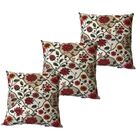 Kit 3 Capa De Almofada Belize Floral Vermelha Impermeável 45c