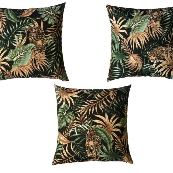 Kit 3 Capa De Almofada Belize Onça Impermeável 45cmx45cm