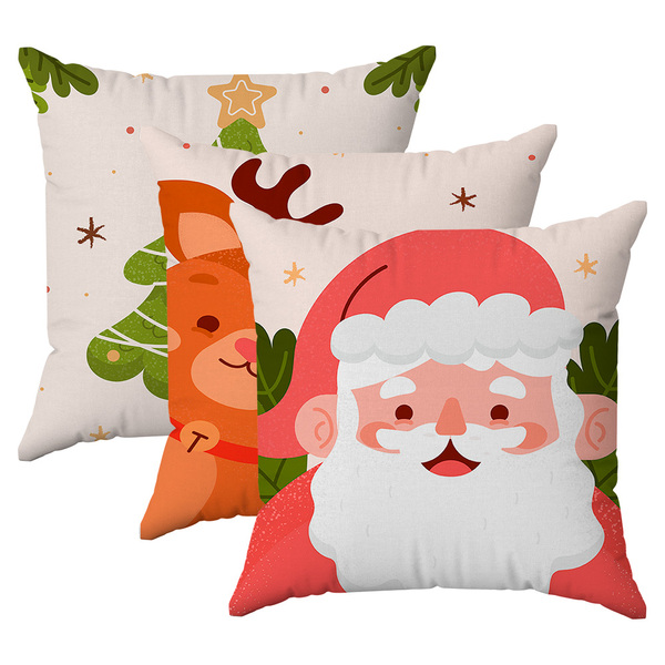 Kit 3 Capas Almofadas Decorativas  Natal 02  45x45 Id Decor