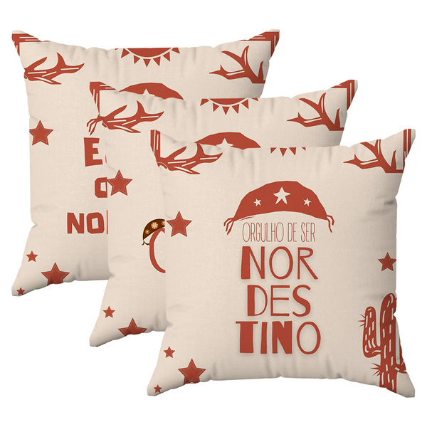 Kit 3 Capas Almofadas Decorativas Sertãozinho 45x45 Id Decor