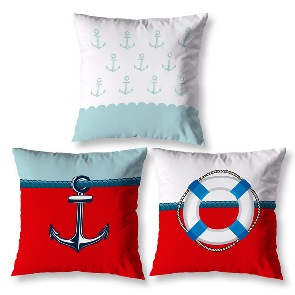 Kit 3 Capas De Almofada Estampada Digital 40cm X 40cm Navio