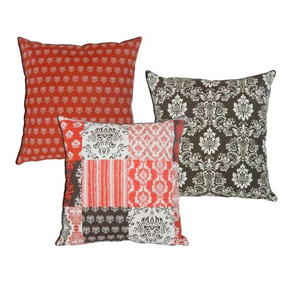 Kit 3 Capas De Almofada Moscou Em Tons Quentes E Preto