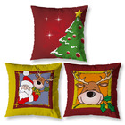 Kit 3 Capas De Almofada Natalinas Estampada Zíper Invisível