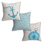 Kit 3 Capas De Almofada Nautica Azul Claro