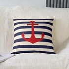Kit 3 Capas De Almofadas Âncora Vermelho Navegação Marítima