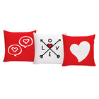 Kit 3 Capas De Almofadas Para Sofá 40x40 Amor Vermelha Branco