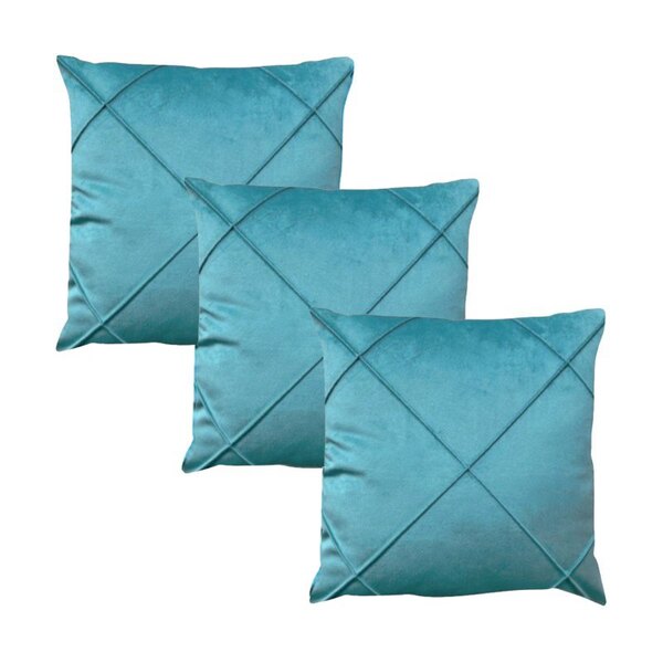 Kit 3 Capas Para Almofada Drapeada Em Veludo Quadrada 50x50 A