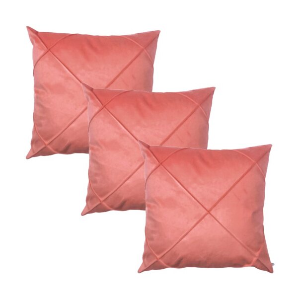 Kit 3 Capas Para Almofada Drapeada Em Veludo Quadrada 50x50 R