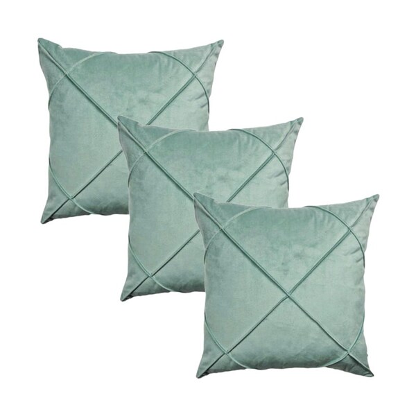 Kit 3 Capas Para Almofada Drapeada Em Veludo Quadrada 50x50 V