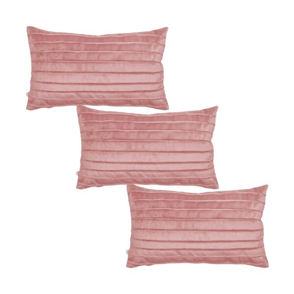 Kit 3 Capas Para Almofada Drapeada Line Em Veludo Retangular