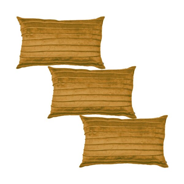 Kit 3 Capas Para Almofada Drapeada Line Em Veludo Retangular