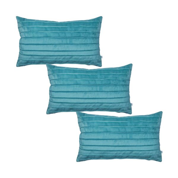 Kit 3 Capas Para Almofada Drapeada Line Em Veludo Retangular