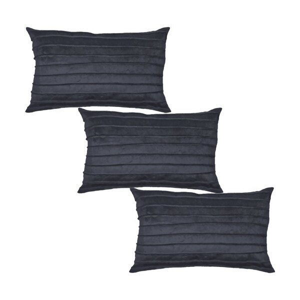 Kit 3 Capas Para Almofada Drapeada Line Em Veludo Retangular