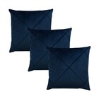 Kit 3 Capas Para Almofada Drapeada Veludo Quadrada Azul Marin