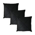 Kit 3 Capas Para Almofada Drapeada Veludo Quadrada Preto