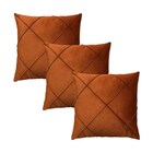 Kit 3 Capas Para Almofada Drapeada Veludo Quadrada Terracota