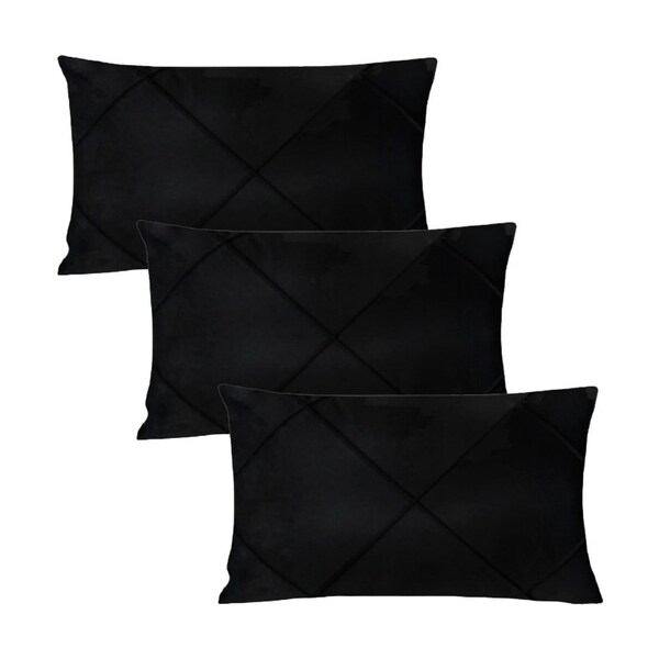Kit 3 Capas Para Almofada Em Veludo Drapeada Retangular 60x40