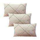 Kit 3 Capas Para Almofada Em Veludo Drapeada Retangular Bege