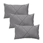 Kit 3 Capas Para Almofada Em Veludo Drapeada Retangular Cinza