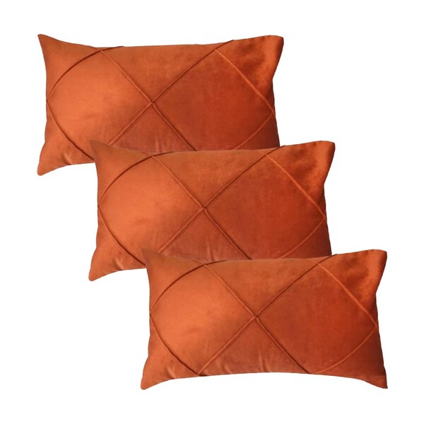 Kit 3 Capas Para Almofada Em Veludo Drapeada Retangular Terra