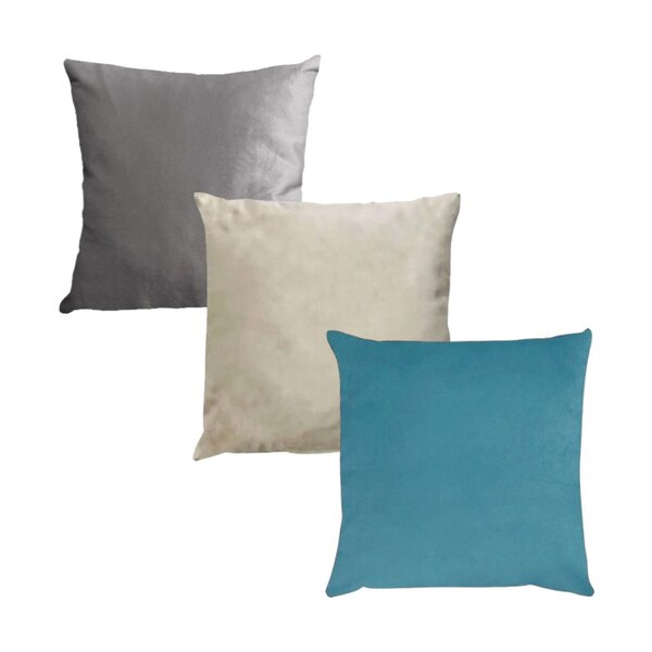 Kit 3 Capas Para Almofada Em Veludo Liso Quadrada 50x50 Azul