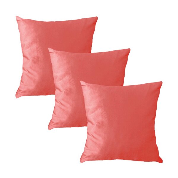 Kit 3 Capas Para Almofada Em Veludo Liso Quadrada 50x50 Rosa