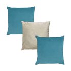 Kit 3 Capas Para Almofada Em Veludo Liso Quadrada 60x60 Azul