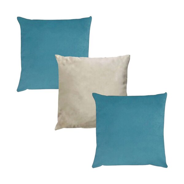Kit 3 Capas Para Almofada Em Veludo Liso Quadrada 60x60 Azul