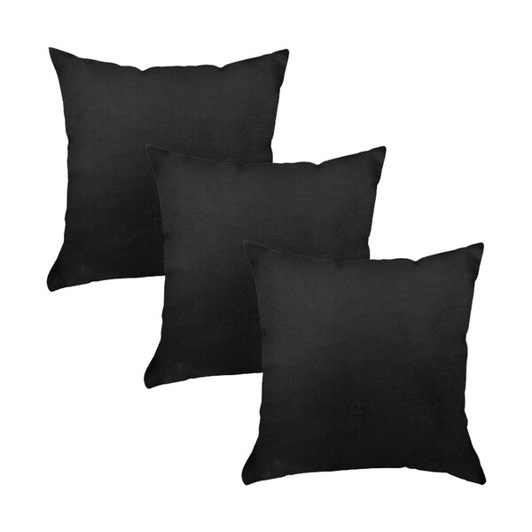 Kit 3 Capas Para Almofada Em Veludo Liso Quadrada 60x60 Preto