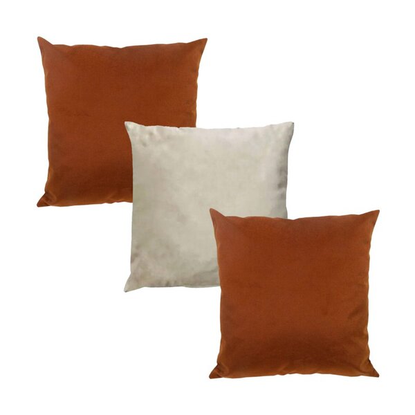 Kit 3 Capas Para Almofada Em Veludo Liso Quadrada 60x60 Terra