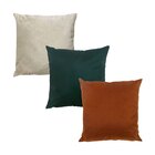 Kit 3 Capas Para Almofada Em Veludo Liso Quadrada 60x60 Terra