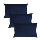 Kit 3 Capas Para Almofada Em Veludo Liso Retangular 60x40 Azu