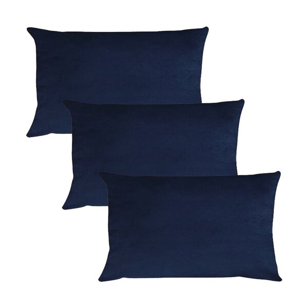 Kit 3 Capas Para Almofada Em Veludo Liso Retangular 60x40 Azu