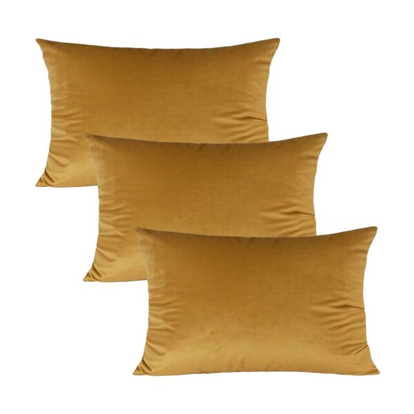 Kit 3 Capas Para Almofada Em Veludo Liso Retangular 60x40 Mos