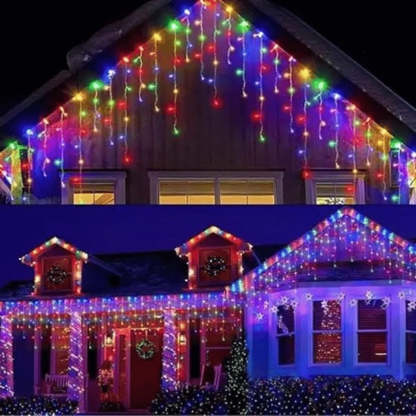 Kit 3 Cascata 400 Leds Função Colorido Prova D Agua 9,5m Bivo