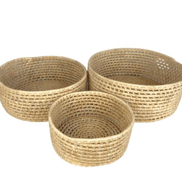Kit 3 Cestas Redondas Vazadas G Carnaúba Helena Ce