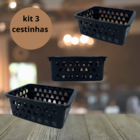 Kit 3 Cestinhas Para Organização - Preta