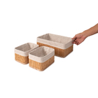 kit 3 Cesto Lambri Madeira Natural 10L 21x31x12cm Oikos
