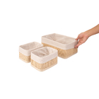 kit 3 Cesto Lambri Madeira Off White 10L 21x31x12cm Oikos