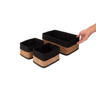 kit 3 Cesto Lambri Madeira Preto 10L 21x31x12cm Oikos