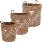 Kit 3 Cestos De Fibra Para Organização Objeto Roupa Banheiro