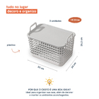 Kit 3 Cestos De Plástico Vazado Com Tampa 15l Cinza - Oikos C