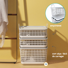 Kit 3 Cestos De Plástico Vazado Com Tampa 15l Cinza - Oikos C