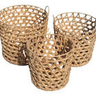 Kit 3 Cestos Fibra Aguapé Multiuso Organizador 38x40 Marrom