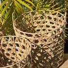 Kit 3 Cestos Fibra Aguapé Multiuso Organizador 38x40 Marrom