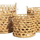 Kit 3 Cestos Fibra Aguapé Multiuso Organizador 39x39 Marrom