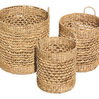 Kit 3 Cestos Fibra Aguapé Multiuso Organizador 50x48 Marrom