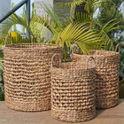 Kit 3 Cestos Fibra Aguapé Multiuso Organizador 50x48 Marrom