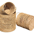 Kit 3 Cestos Fibra Aguapé Multiuso Organizador 50x48 Marrom