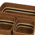 Kit 3 Cestos Fibra Natural Seagrass com Listra Preta 10L 121x1711x25cm Oikos